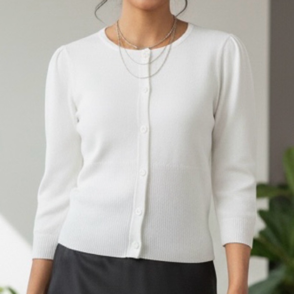 BIANCA NYGARD White Button-Up Cardigan